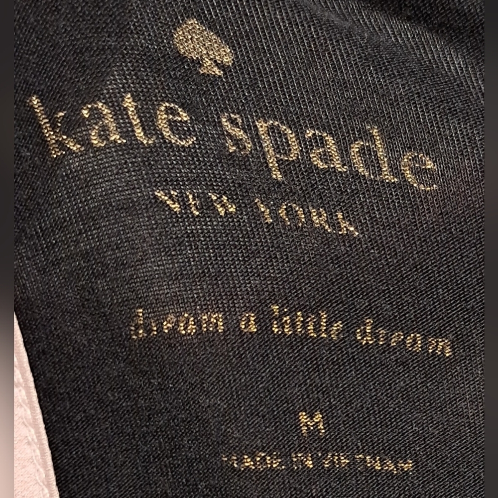 EUC Kate Spade Black Cotton Bell Sleeve Casual Lounge Pink Bow T-Shirt Top SZ M - Picture 5 of 6